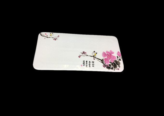 10'' x 5'' Ceramic Rectangular Plate | White Stone