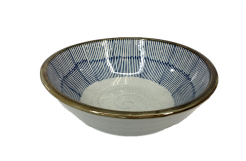 8'' X 3'' Ceramic Soup Bowl, Blue Rain | White Stone