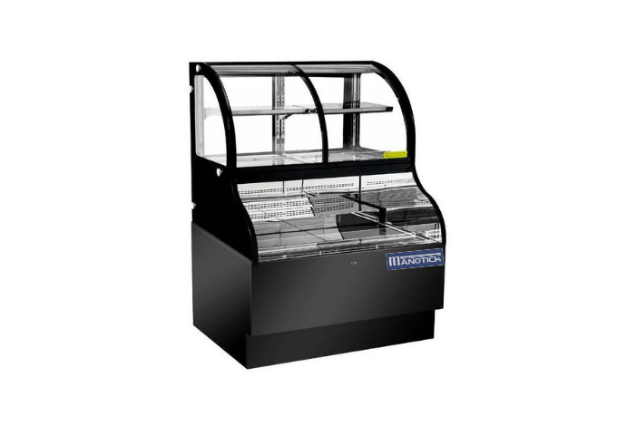 Manotick MT-DOM52C 52'' Dual Service Refrigerated Open Display Merchandiser w/ Curved Glass | White Stone