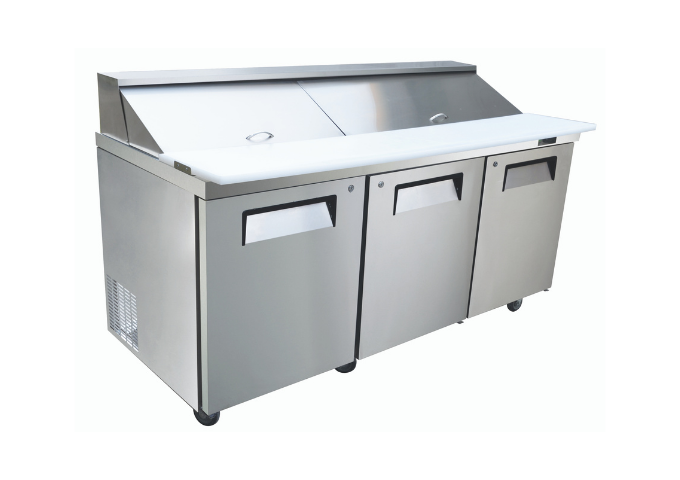 Manotick MT-KSR-72B 72" 3 Door Refrigerated Sandwich Prep Table | White Stone