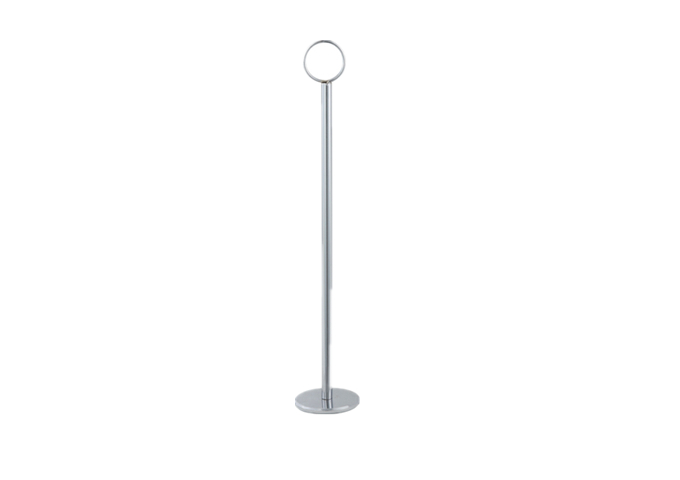 12" Table Number Holder, Chrome | White Stone