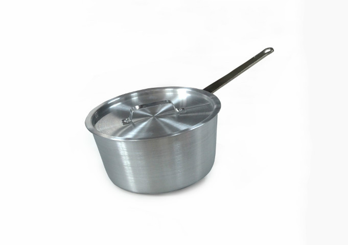 5" x 3.5", Aluminum, Long Handle, W / Lid, Saucepan | White Stone