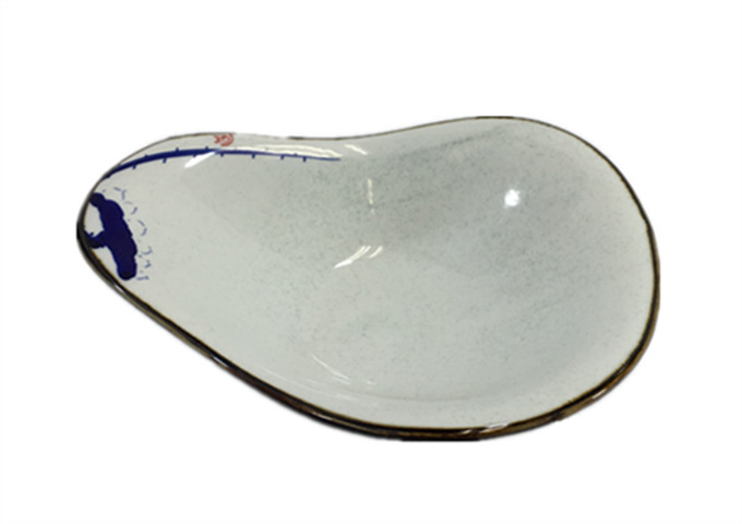 10'' X 8'' Ceramic Tongue Bowl | White Stone