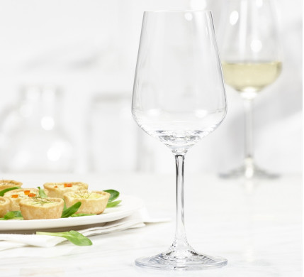 Trudeau Set Of 4 Splendido White Wine Glasses, 12.75 Oz | White Stone