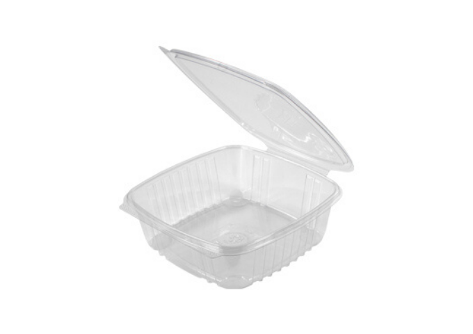 Genpak AD48, 8 oz. Clear Hinged Deli Container - 200/Case | White Stone
