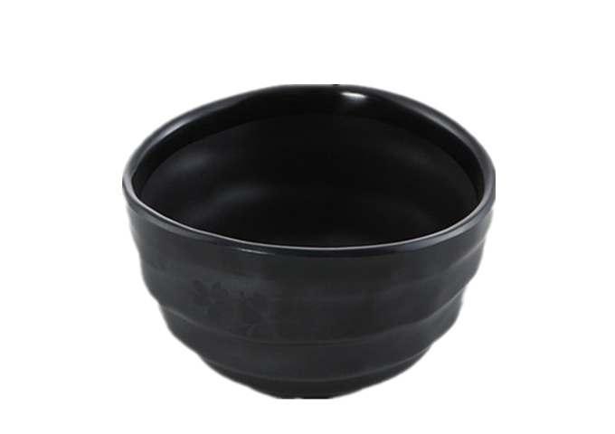 4-3/4'' Round Black Bowl, Melamine | White Stone