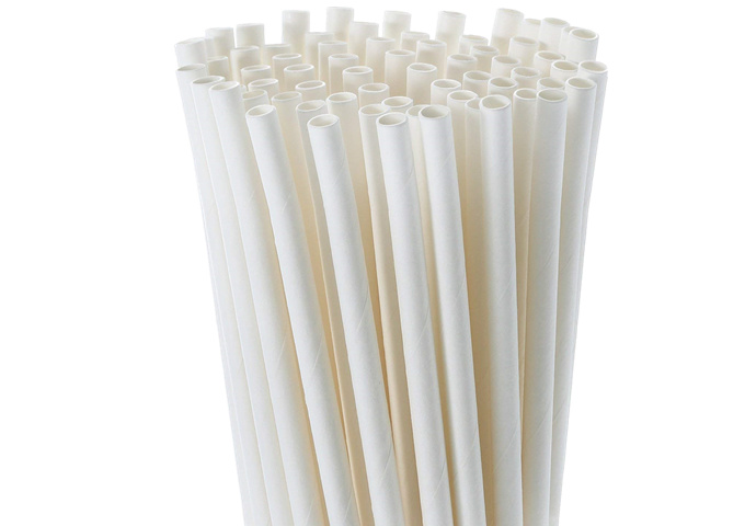 7.75'' Jumbo White Paper Straw, 6mm, 250 pieces/bag | White Stone