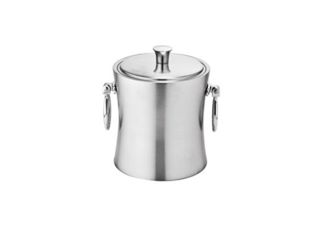 4-3/4“Round, 5"H Wine Bucket, Stainless Steel | White Stone