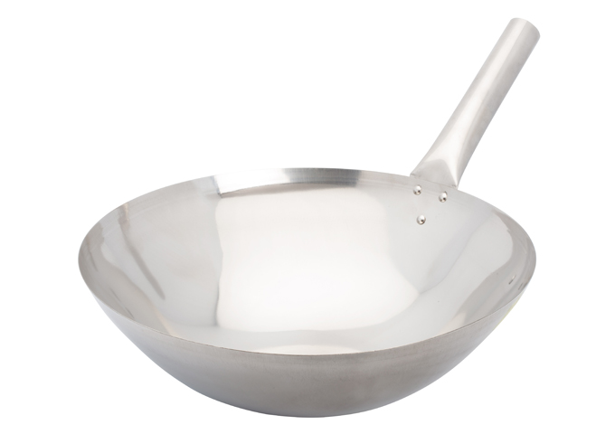 14" S/S Wok, Nailed Joint | White Stone