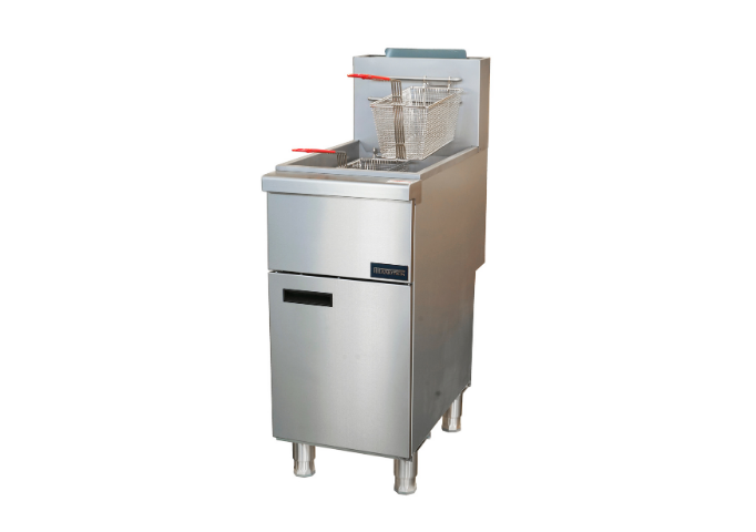 Manotick MT-F3-NG Gas 35-40 lb. Stainless Steel Floor Fryer-90,000 BTU | White Stone