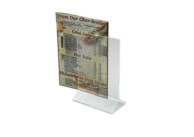 Acrylic Table Sign Holder, 4" x 6" | White Stone