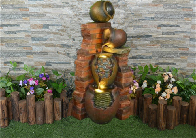 Poly-Resin Pot Water Fountain | White Stone