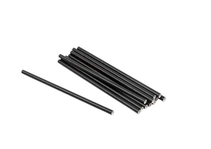 7.75'' Milkshake Black Paper Straw, 8mm, 100 pcs/bag, Individual Wrapped | White Stone