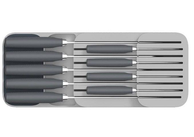 DrawerStore™ 2-Tier Compact Knife Organizer | White Stone