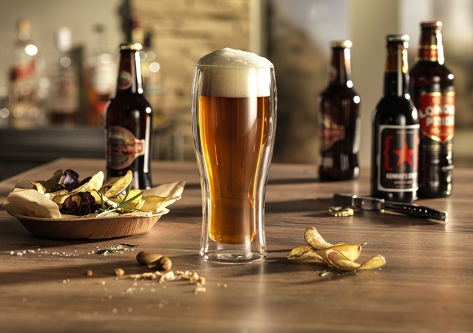 Sorrento Double Wall Beer Glass Set – 2 Piece Set | White Stone