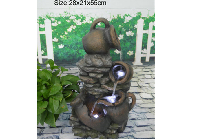 Multi Pots Outdoor Water Fountain | White Stone