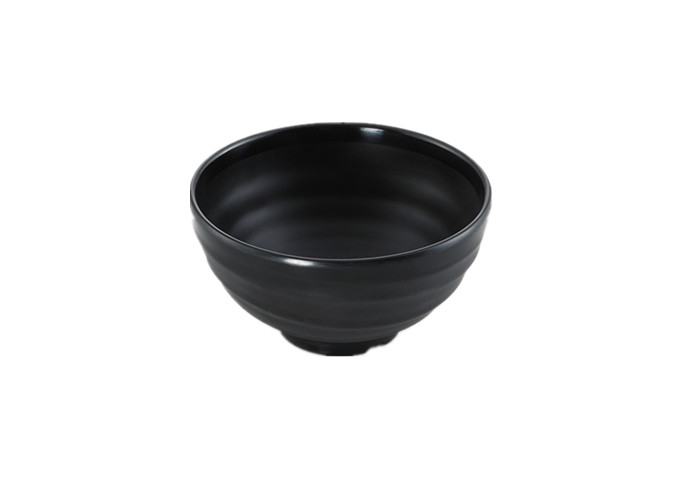 4-1/2'' Round Black Bowl, Melamine | White Stone