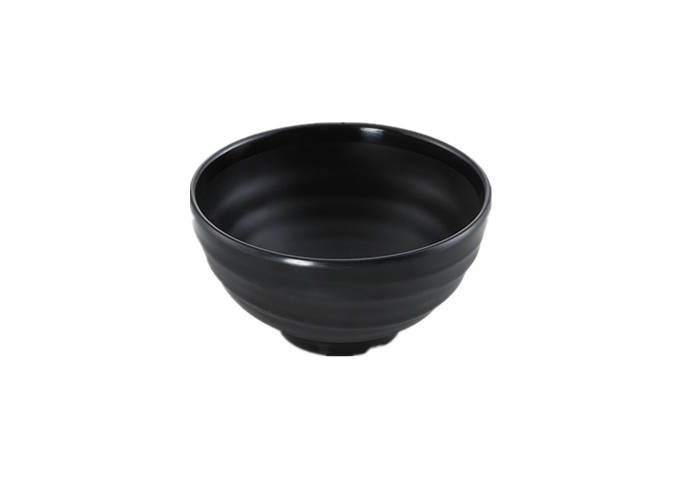 4-1/2'' Round Black Bowl, Melamine | White Stone