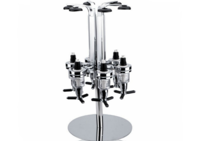 Revolving Bottle Rack,10'' Diameter,20'' L,Holds 6 Bottles, Stainless Steel | White Stone