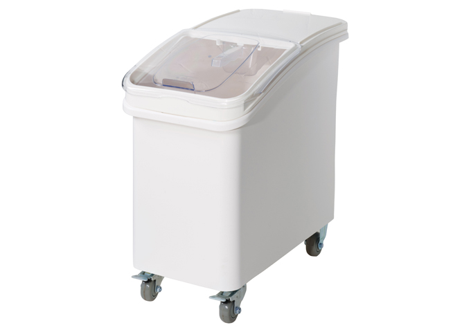 27 gal Ingredient Bin w/Brake Casters and Scoop | White Stone