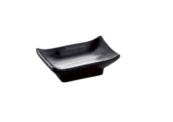 2-1/2'' X 4'' Black Sauce Dish, Melamine | White Stone