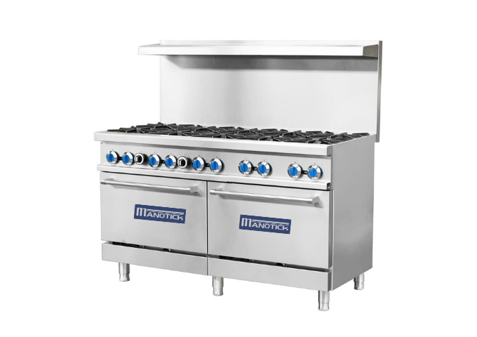 Manotick MT-R60 Natural Gas 10 Burner 60'' Range with Standard Oven -366,000 BTU | White Stone