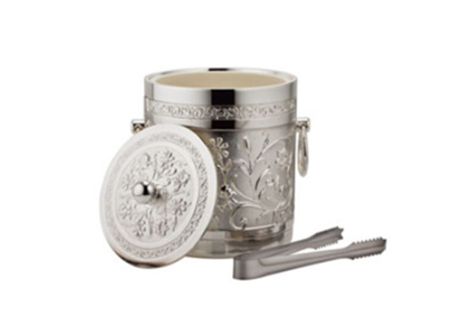 6.5''R x 7"H  Wine Bucket, Stainless Steel Silver | White Stone