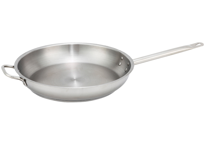 14" S/S Fry Pan w/Helper Hdl | White Stone
