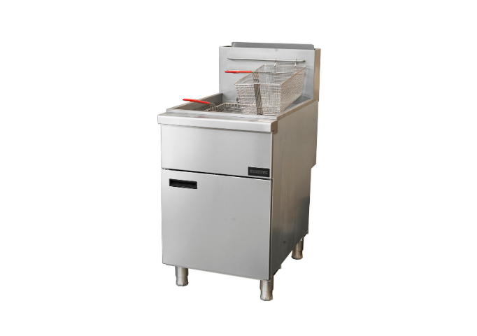 Manotick MT-F5-LP Liquid Propane 75-80 lb. Stainless Steel Floor Fryer-150,000 BTU | White Stone