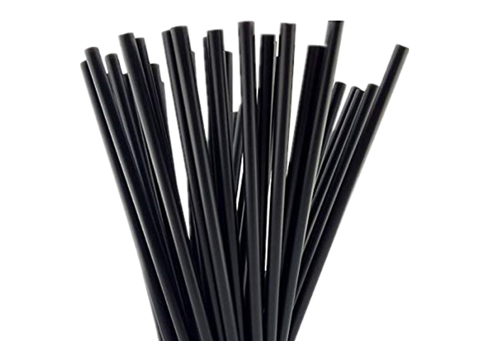 7.75'' Jumbo Black Papaer Straw, 6mm, 200 pieces/bag | White Stone