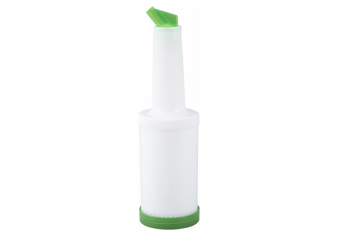 1qt Liquor/Juice Pour Bottle, Green Spout & Lid | White Stone