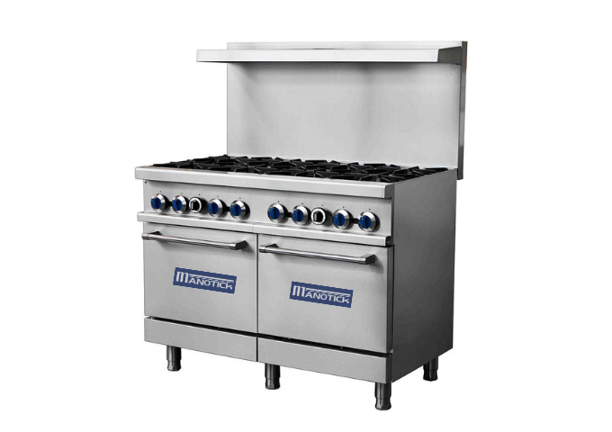 Manotick MT-R48 Natural Gas 8 Burner 48'' Range with Standard Oven -300,000 BTU | White Stone