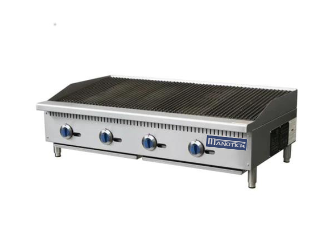 Manotick MT-CB48-M 48'' Gas Countertop Charbroiler - 140,000 BTU | White Stone