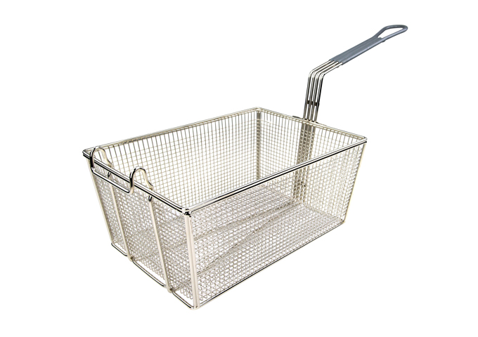 Fry Basket, 13-1/4" x 9-1/2" x 6", Grey Hdl | White Stone