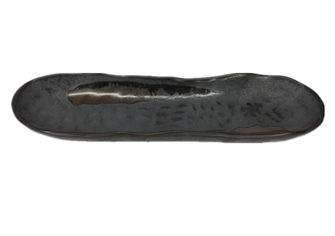 12'' X 3''  Ceramic Grey Bread Plate | White Stone