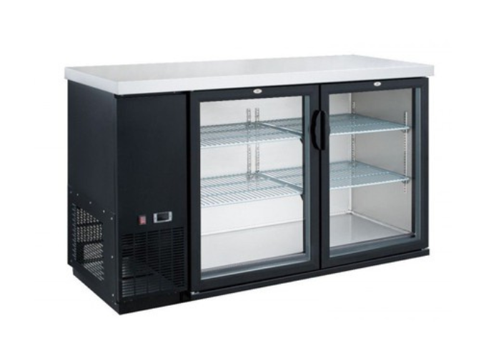 Manotick MT-DBB60H 2-Door Back Bar Cooler, Hinged Doors | White Stone