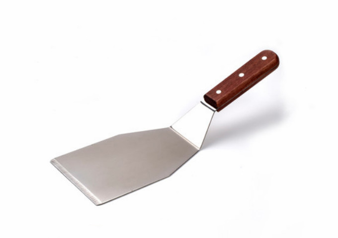 4-1/4" X 7", Heavy Duty Turner, Stainless Steel, Wooden Handle | White Stone