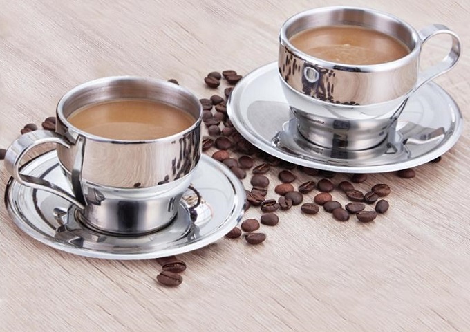 2 pc CAFÉ CULTURE Cappuccino Cups & Saucers Set, 5 oz | White Stone