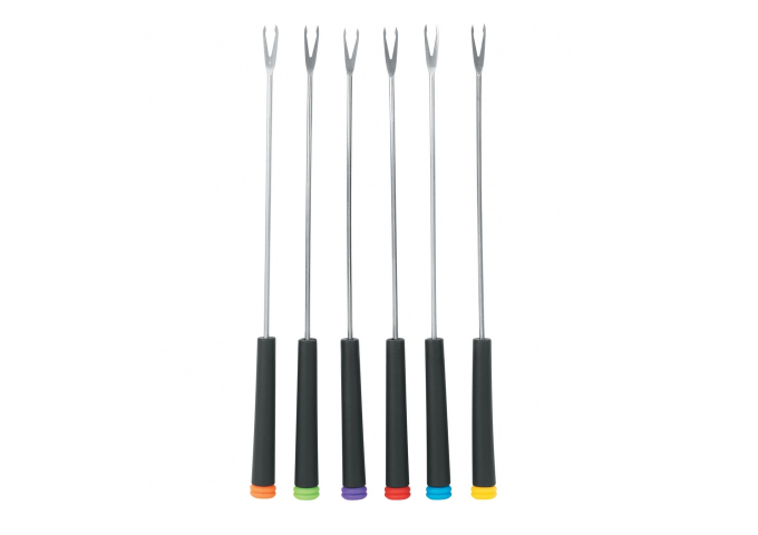 SET OF 6 FONDUE FORKS | White Stone