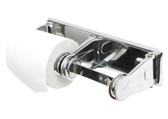Toilet Tissue Holder, Double Roll, Chrome Plated | White Stone