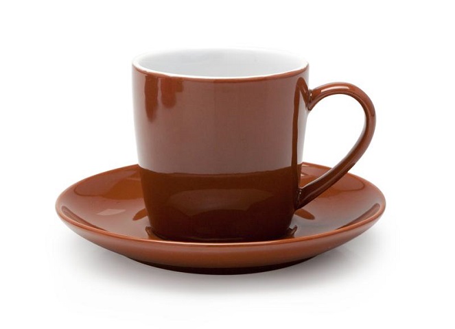 3.5 oz Espresso Cup & Saucer, Brown | White Stone