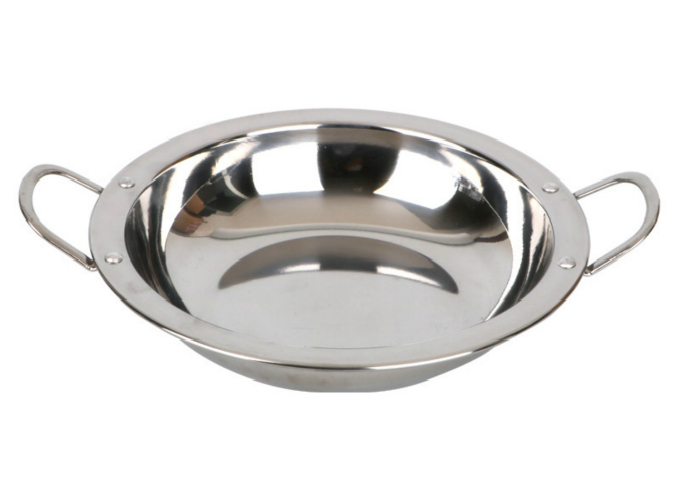 9.5'' Dry Pot, Stainless Steel, Flat Bottom | White Stone