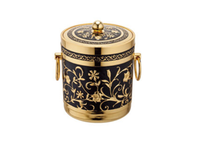 6.5"R x 7"H Wine Bucket, Stainless Steel Gold | White Stone